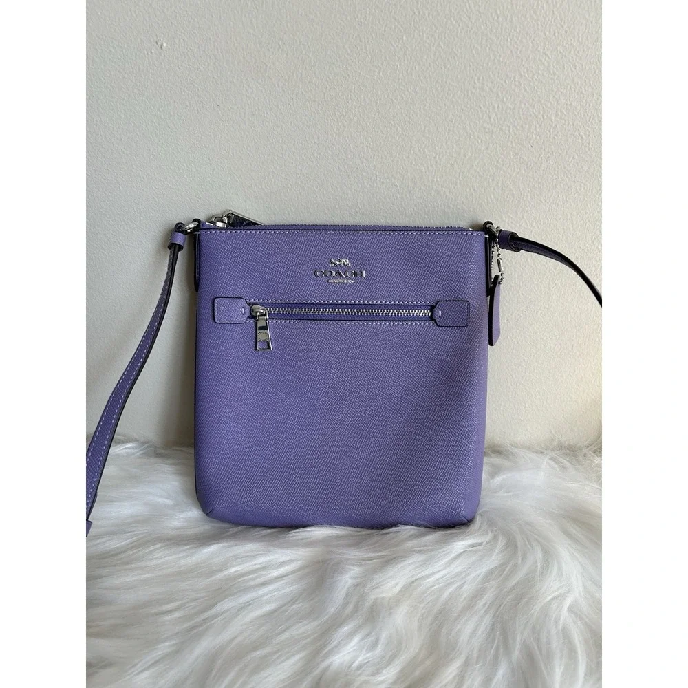 Coach North South Purple Crossgrain Leather Crossbody‎ Bag Excellent